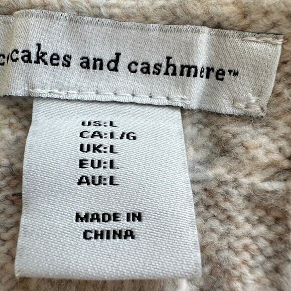 Cupcakes and Cashmere Cable Knit Sweater Best V-Neck Neutral Pullover LARGE - Picture 8 of 10